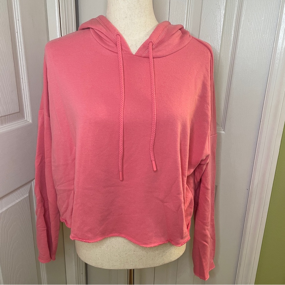 Aerie cropped raw hem hoodie